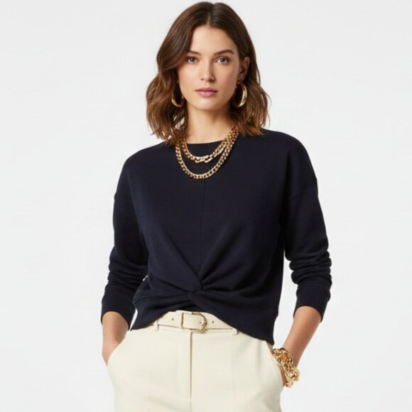 Magaschoni Blue Twist Waist Long Sleeve Top S NEW - Picture 1 of 9